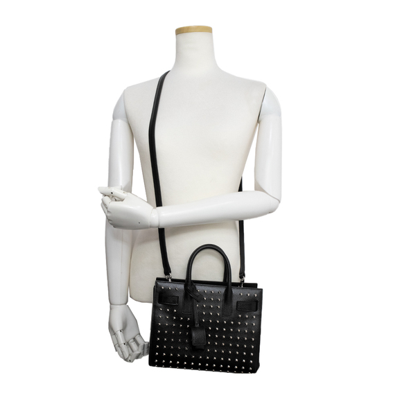 SAINT LAURENT PARIS Nano Studs 2WAY Shoulder Handbag Black - Picture 8 of 10